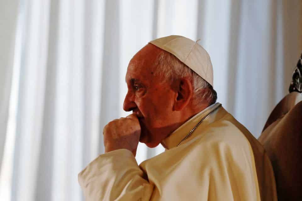 Pope Francis looks on during an exclusive interview with Reuters at the Vatican, July 2. (CNS/Reuters/Remo Casilli)